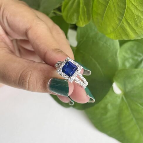 Pear & Round Cut Blue Sapphire Crown Style Enhancer Guard For Women, 14K Gold Plated 925 Silver September Birthstone Blue Sapphire Crown Enhancer Wrap Guard Matching Band in Saudi Arabia