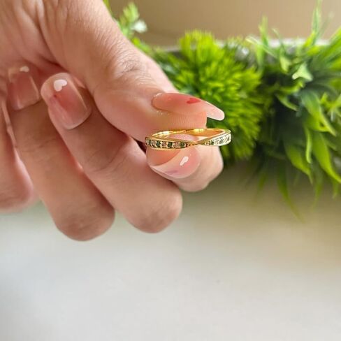 Alternate Green Emerald & White Diamond Contour Matching Wedding Band For Women, 14k Gold Finish Green Emerald Stackable Crossover Band, Anniversary Ring in Saudi Arabia