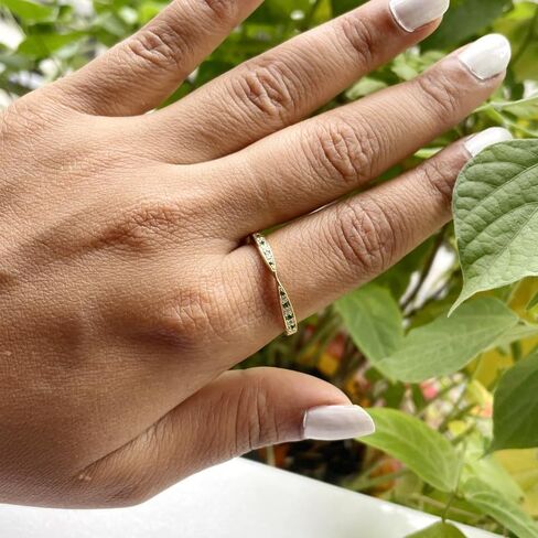 Alternate Green Emerald & White Diamond Contour Matching Wedding Band For Women, 14k Gold Finish Green Emerald Stackable Crossover Band, Anniversary Ring in Saudi Arabia