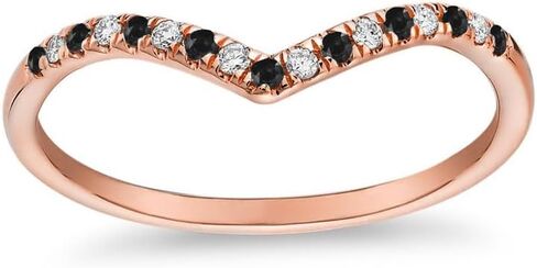 Alternate Black & White Diamond Chevron V Shape Wedding Band For Women, 14k Gold Finish Black Diamond Matching Contour V Shape Anniversary Ring in Saudi Arabia