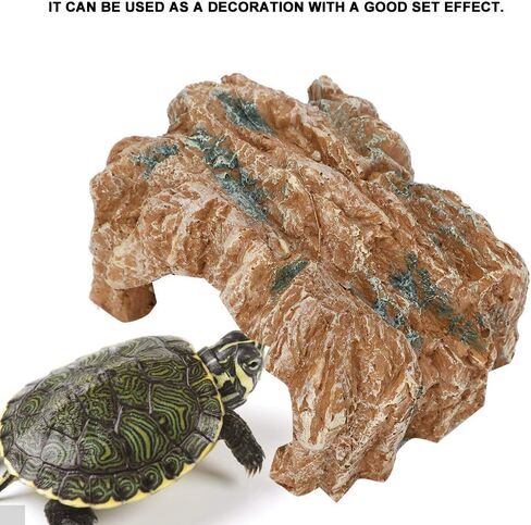 Resin Rockery Turtle Hide Rock Climbing Basking Habitat Cave Landscape Decoration Reptile Pet Supplies Synthetic Resin 15 x 11 x 9cm in Saudi Arabia