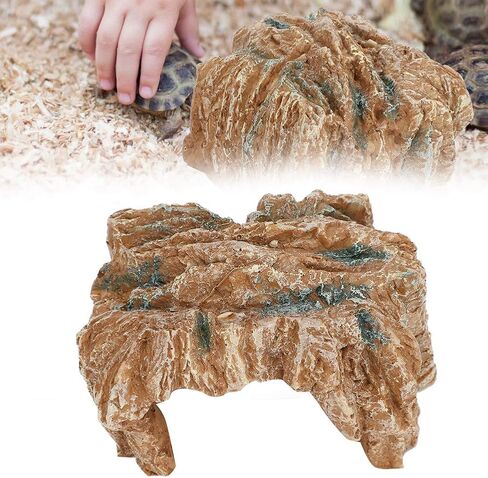 Resin Rockery Turtle Hide Rock Climbing Basking Habitat Cave Landscape Decoration Reptile Pet Supplies Synthetic Resin 15 x 11 x 9cm in Saudi Arabia