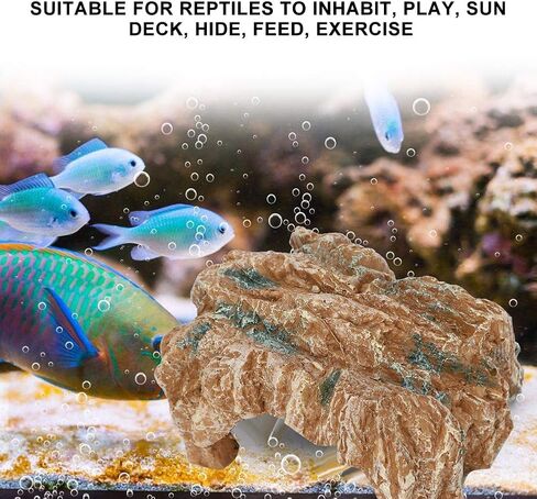 Resin Rockery Turtle Hide Rock Climbing Basking Habitat Cave Landscape Decoration Reptile Pet Supplies Synthetic Resin 15 x 11 x 9cm in Saudi Arabia
