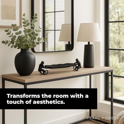 صينية ديكور RAFFLES Butler - طبق أوراق ألومنيوم عتيق مع منحوتات قرد - مدخل مصنوع يدويًا، صينية طاولة القهوة، غرفة المعيشة، ديكور المنزل - أسود غير لامع كبير 20 بوصة in Kuwait