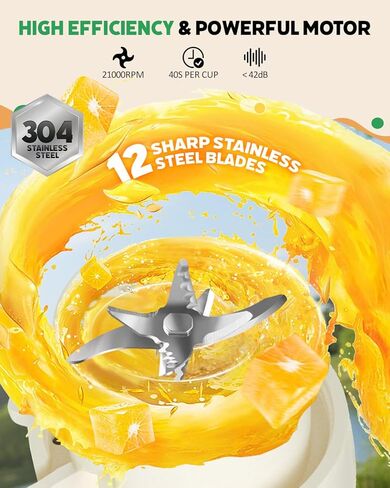 خلاط محمول للعصائر، خلاط شخصي آمن للغسل في غسالة الأطباق للمخفوقات والعصائر الطازجة، زجاجة محمولة خالية من مادة BPA سعة 15 أونصة مع 12 شفرة، زجاجة رياضية قابلة لإعادة الشحن مدمجة وسهلة التنظيف in Kuwait