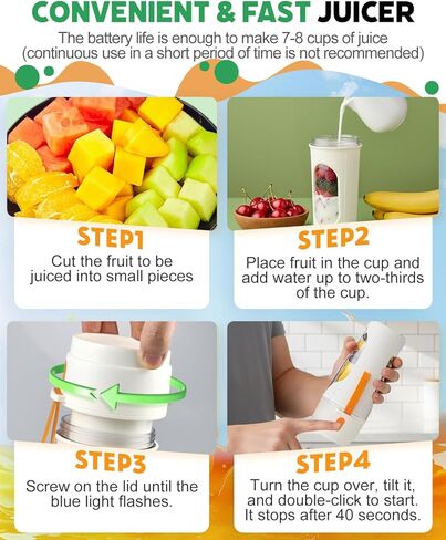 خلاط محمول للعصائر، خلاط شخصي آمن للغسل في غسالة الأطباق للمخفوقات والعصائر الطازجة، زجاجة محمولة خالية من مادة BPA سعة 15 أونصة مع 12 شفرة، زجاجة رياضية قابلة لإعادة الشحن مدمجة وسهلة التنظيف in Kuwait