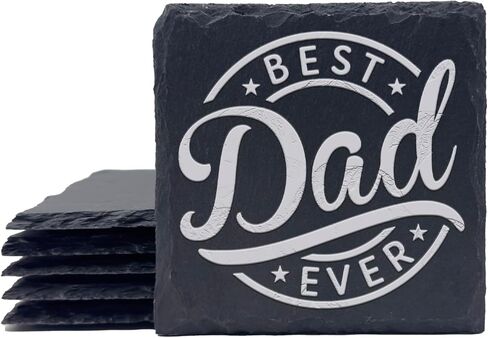 8-Piece Best Dad Ever Personalized Custom Engraving Coasters for Drinks Engraved Slate, Handmade Coasters in Saudi Arabia