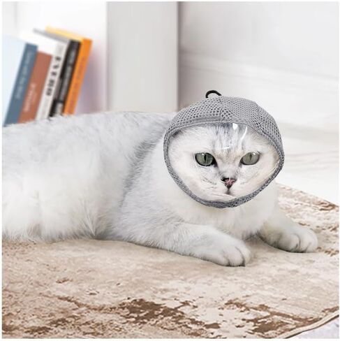 Cat Muzzle for Grooming - Adjustable Breathable Anti-Bite Safe Fit Head Cover Mask, Perfect for Cats' Nail Trimming, Bathing, Injections & Vet Procedures (M) in Saudi Arabia
