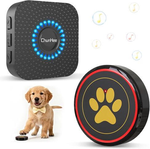 جرس باب للكلاب من ChunHee للتدريب على استخدام الحمام - جرس باب لاسلكي للكلاب للخروج، سطح يعمل باللمس 1.6 بوصة، سهل للكلاب الصغيرة والبالغة، مقاوم للماء IP55، نطاق 500 قدم، 55 نغمة رنين، حجم قابل للتعديل in Kuwait