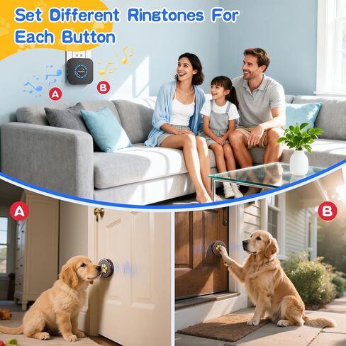 جرس باب للكلاب من ChunHee للتدريب على استخدام الحمام - جرس باب لاسلكي للكلاب للخروج، سطح يعمل باللمس 1.6 بوصة، سهل للكلاب الصغيرة والبالغة، مقاوم للماء IP55، نطاق 500 قدم، 55 نغمة رنين، حجم قابل للتعديل in Kuwait