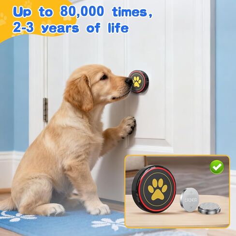 جرس باب للكلاب من ChunHee للتدريب على استخدام الحمام - جرس باب لاسلكي للكلاب للخروج، سطح يعمل باللمس 1.6 بوصة، سهل للكلاب الصغيرة والبالغة، مقاوم للماء IP55، نطاق 500 قدم، 55 نغمة رنين، حجم قابل للتعديل in Kuwait