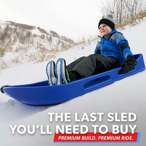 زلاجة ثلجية فاخرة لشخصين من GoSports مع هيكل مزدوج الجدران وحزام سحب ومقعد مبطن - اختر بين الأحمر والأزرق in Kuwait