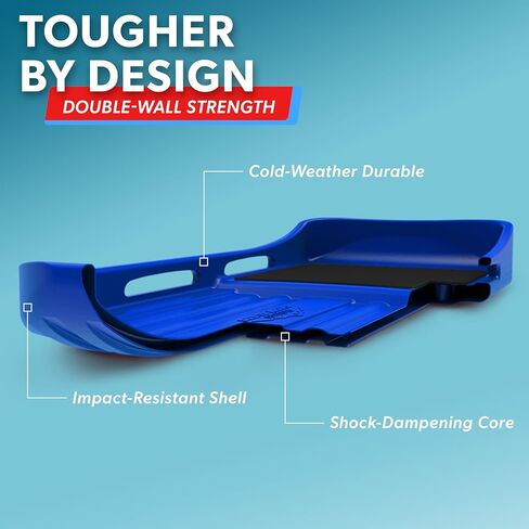 زلاجة ثلجية فاخرة لشخصين من GoSports مع هيكل مزدوج الجدران وحزام سحب ومقعد مبطن - اختر بين الأحمر والأزرق in Kuwait