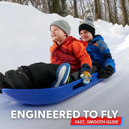 زلاجة ثلجية فاخرة لشخصين من GoSports مع هيكل مزدوج الجدران وحزام سحب ومقعد مبطن - اختر بين الأحمر والأزرق in Kuwait