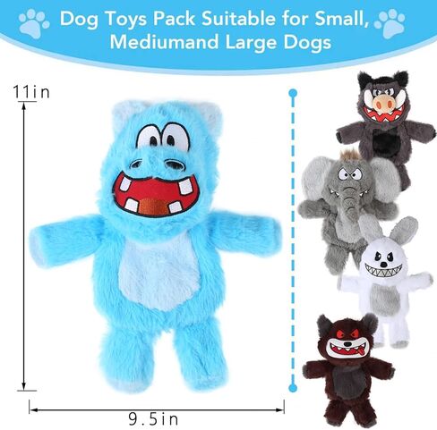 Bzonsmart Squeaky Dog Toys.Tough Plush Chew Toys for Dogs.Interactive Dog Toys to Keep Puppies Medium Large Breed Dogs Busy ..Durable Anti-Boredom Dog Toys for Teething & Playtime. in Kuwait