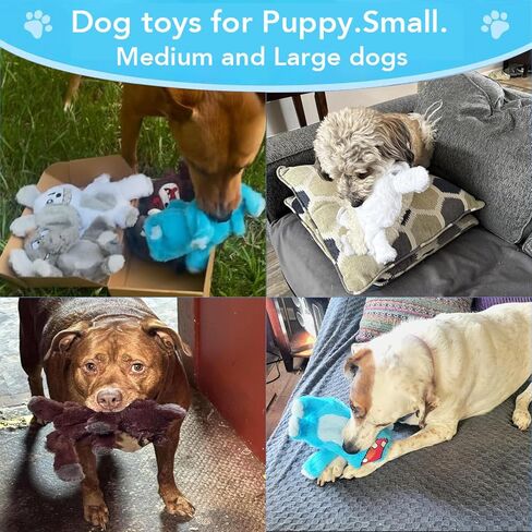 Bzonsmart Squeaky Dog Toys.Tough Plush Chew Toys for Dogs.Interactive Dog Toys to Keep Puppies Medium Large Breed Dogs Busy ..Durable Anti-Boredom Dog Toys for Teething & Playtime. in Kuwait