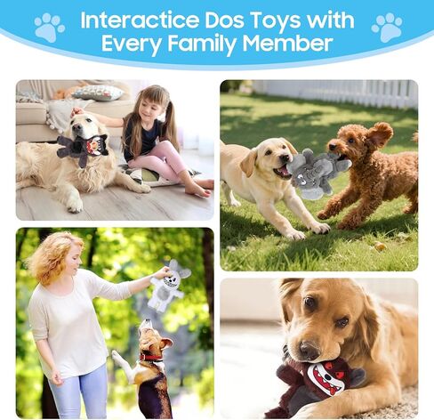 Bzonsmart Squeaky Dog Toys.Tough Plush Chew Toys for Dogs.Interactive Dog Toys to Keep Puppies Medium Large Breed Dogs Busy ..Durable Anti-Boredom Dog Toys for Teething & Playtime. in Kuwait