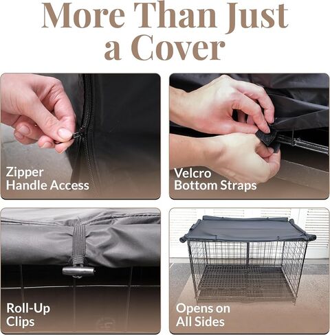 Dog Crate Cover 42 Inch - Large, Durable, Light-Reducing & Waterproof Crate Cover with Storage Pouch, Mesh Window & Protection Clips - Opens on All Sides with Zippers for Cages in Saudi Arabia