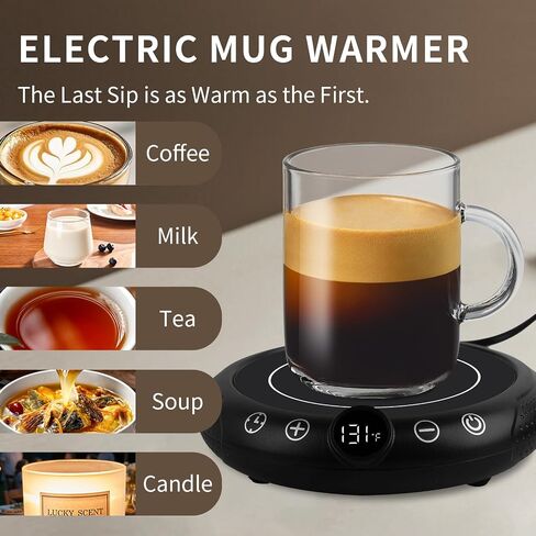 Coffee Mug Warmer, White Elephant Gifts for Adults, Electric Cup Warmer for Desk, Candle Warmer Plate 8-Temp Setting & 1-12H Timer, Stocking Stuffer for Women Men in Saudi Arabia