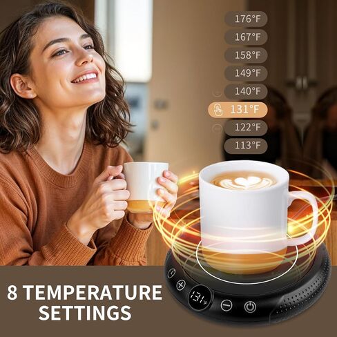 Coffee Mug Warmer, White Elephant Gifts for Adults, Electric Cup Warmer for Desk, Candle Warmer Plate 8-Temp Setting & 1-12H Timer, Stocking Stuffer for Women Men in Saudi Arabia