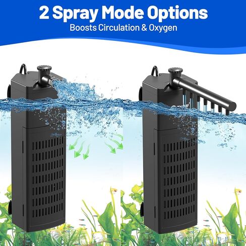 Aquarium Internal Filter for Up to 20 Gallons, Upgraded Fish Tank Filters with 4-Stage Filtration Trio, Adjustable Water Flow, Quiet Corner Filters for Fish Turtle Shrimp Tank, 130GPH, 9.8W in Kuwait