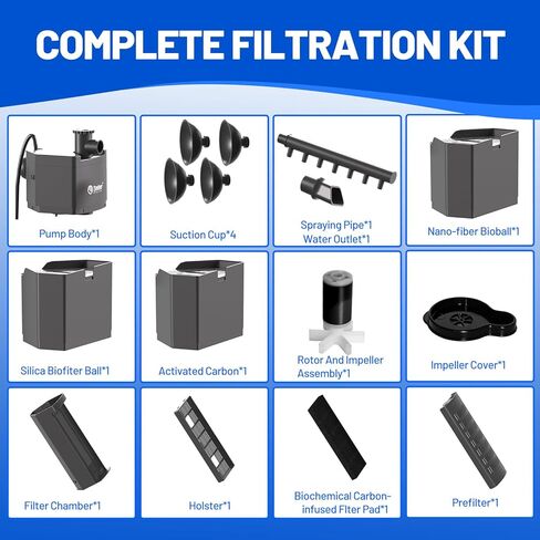 Aquarium Internal Filter for Up to 20 Gallons, Upgraded Fish Tank Filters with 4-Stage Filtration Trio, Adjustable Water Flow, Quiet Corner Filters for Fish Turtle Shrimp Tank, 130GPH, 9.8W in Kuwait