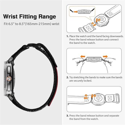 ULTIMAL Band Compatible with Samsung Galaxy Watch8 40/44mm, watch 8 Classic 46mm for Men Women,Nylon Sport Breathable Replacement Strap,Black USA Flag in Saudi Arabia