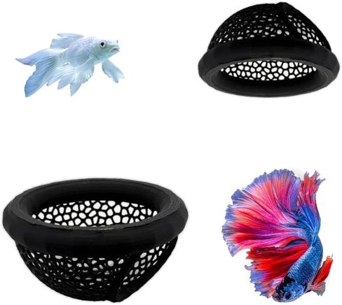 أرجوحة بيتا العائمة وملجأ الروبيان من لاوها قطعتين - ديكور حوض السمك مطبوع ثلاثي الأبعاد مع حلقة تغذية، مكان استراحة آمن لأسماك البيتا والروبيان والأسماك الصغيرة in Kuwait