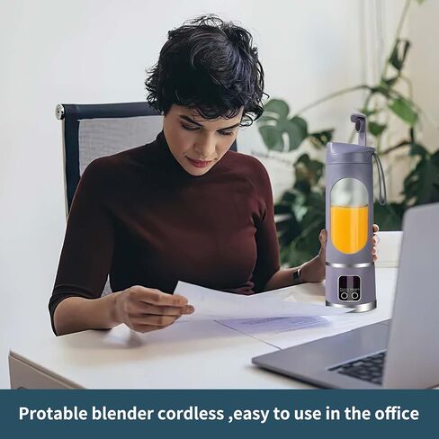 خلاط محمول، قابل لإعادة الشحن عبر USB-C، كوب عصارة شخصي صغير الحجم للسفر، 15 أونصة للمخفوقات والعصائر الطازجة، التنظيف الذاتي، غطاء مانع للتسرب، عرض ذكي للوقت، 12 شفرة، مع مزيج قوي أرجواني in Saudi Arabia