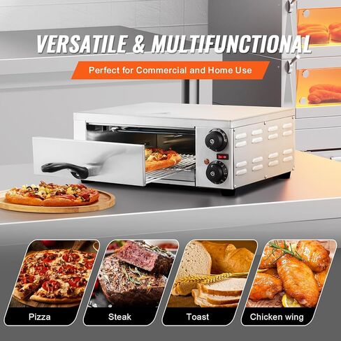 VEVOR Electric Pizza Oven for Countertops, 12-inch, 1500W, with Temp Control & 0-60 Min Timer, Even Baking Technology & Easy Clean Crumb Tray, Ideal for Both Commercial & Home Kitchens in Saudi Arabia