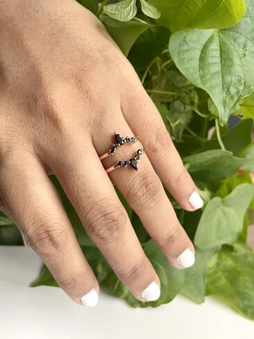 Black Diamond Crown Shaped Enhancer Guard For Women, 14k Gold Finish Black Diamond Wrap Ring, Engagement Ring in Saudi Arabia