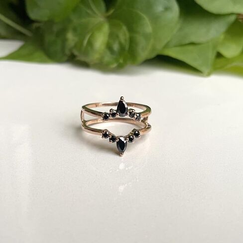 Black Diamond Crown Shaped Enhancer Guard For Women, 14k Gold Finish Black Diamond Wrap Ring, Engagement Ring in Saudi Arabia