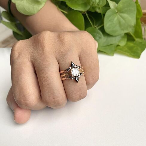 Black Diamond Crown Shaped Enhancer Guard For Women, 14k Gold Finish Black Diamond Wrap Ring, Engagement Ring in Saudi Arabia