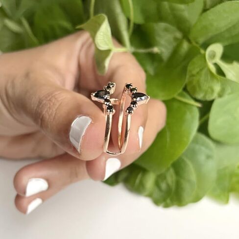 Black Diamond Crown Shaped Enhancer Guard For Women, 14k Gold Finish Black Diamond Wrap Ring, Engagement Ring in Saudi Arabia