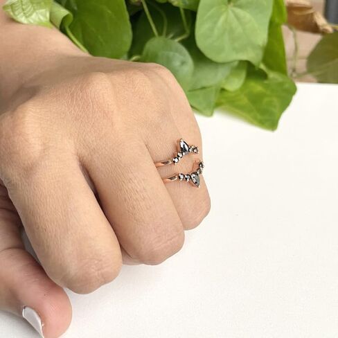 Black Diamond Crown Shaped Enhancer Guard For Women, 14k Gold Finish Black Diamond Wrap Ring, Engagement Ring in Saudi Arabia
