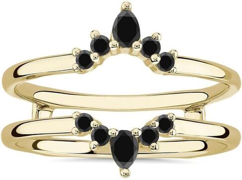 Black Diamond Crown Shaped Enhancer Guard For Women, 14k Gold Finish Black Diamond Wrap Ring, Engagement Ring in Saudi Arabia