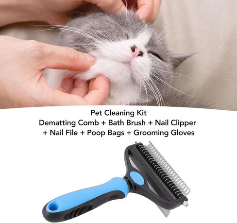 Pssopp Professional Deshedding Tool, Multifunctional Pet Grooming Comb for Cats Dogs Hair Dematting and Nail Care in Saudi Arabia