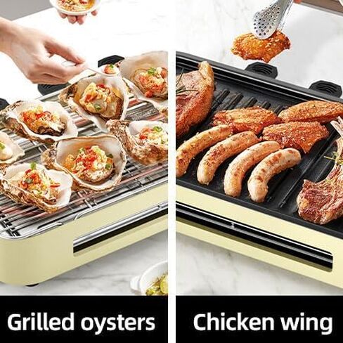 Aoran Electric Smokeless Grill, 1800W Nonstick Indoor Griddle Pan, Multifunctional Skillet for Frying, Baking, Stewing, Easy to Clean, Adjustable Temperature, Family-Sized 19.6'' x 9'' Cooking Area in Saudi Arabia