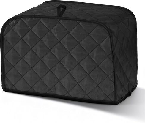 1 Pcs 2 Slice Toaster Cover, Quilted Polyester Cotton, Universal Fit For Bread Machine & Wide Slot Toasters, Dust And Fingerprint Protection, Machine Washable, Black in Saudi Arabia