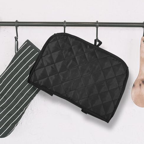 1 Pcs 2 Slice Toaster Cover, Quilted Polyester Cotton, Universal Fit For Bread Machine & Wide Slot Toasters, Dust And Fingerprint Protection, Machine Washable, Black in Saudi Arabia