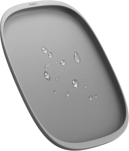 FEELNEEDY Silicone Cat & Dog Food Mat Waterproof, High Raised Edges for Leakage Protection, Dog Mat for Food and Water, Non-Slip Drip Tray, Easy Clean 18 * 12 * 0.5 inches Feeding Pad (Small, Beige) in Kuwait