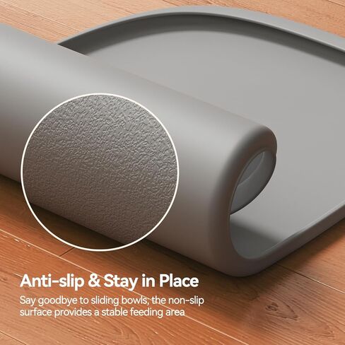 FEELNEEDY Silicone Cat & Dog Food Mat Waterproof, High Raised Edges for Leakage Protection, Dog Mat for Food and Water, Non-Slip Drip Tray, Easy Clean 18 * 12 * 0.5 inches Feeding Pad (Small, Beige) in Kuwait