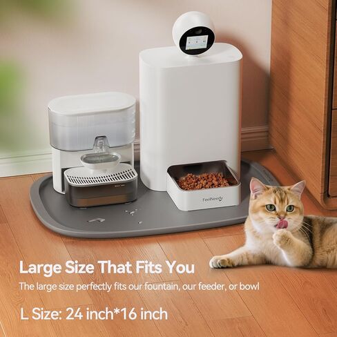 FEELNEEDY Silicone Cat & Dog Food Mat Waterproof, High Raised Edges for Leakage Protection, Dog Mat for Food and Water, Non-Slip Drip Tray, Easy Clean 18 * 12 * 0.5 inches Feeding Pad (Small, Beige) in Kuwait