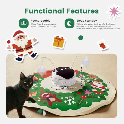 Gardner Pet Christmas Cat Laser Toys, Chargeable 5 in1 Hide and Seek Automatic Interactive Cat Toy, Moving Ambush Feather, Track Balls,Indoor Exercise Kicker 24 inch Cover for All Breeds, Chirping in Saudi Arabia