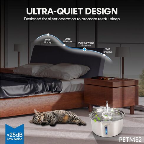Luxury Smart Pet Fountain 2026 – 3.2L/108oz Stainless Steel Automatic Cat & Dog Water Fountain, Indoor Pet Water Dispenser with LED Light, Quiet Pump, Dual Flow Modes, 4-Layer Filter, Dishwasher Safe in Saudi Arabia