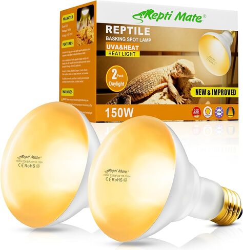 2Pack Reptile Heat Lamp, 150W Reptile Heat Emitter Infrared Basking Spot Light, UVA Daylight Heat Lamp Bulbs for Chickens Coop Reptiles Pets Brooder Use in Kuwait