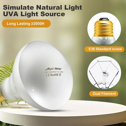 2Pack Reptile Heat Lamp, 150W Reptile Heat Emitter Infrared Basking Spot Light, UVA Daylight Heat Lamp Bulbs for Chickens Coop Reptiles Pets Brooder Use in Kuwait