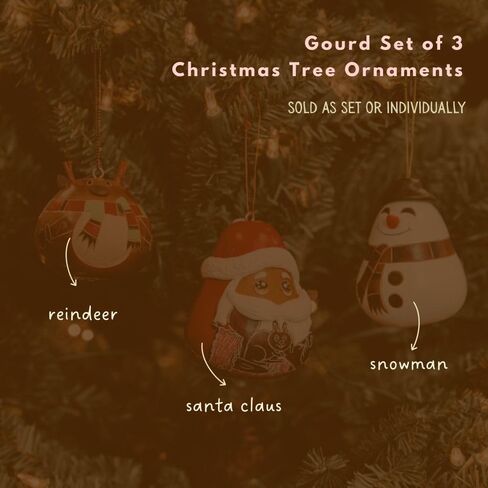 Red Santa Claus Gourd Christmas Tree Ornament, Hanging Indoor Xmas Decorations, Red White Holiday Decor, Handmade, 4" Tall in Saudi Arabia