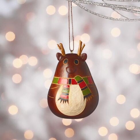Red Santa Claus Gourd Christmas Tree Ornament, Hanging Indoor Xmas Decorations, Red White Holiday Decor, Handmade, 4" Tall in Saudi Arabia