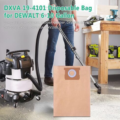 2 حزمة DXVC6914 قسط مرشح فراغ خرطوشة HEPA متوافق مع ديوالت 6-16 جالون فراغ الرطب / الجاف، مع 3 حزمة DXVA19-4101 أكياس مرشح استبدال عالية الكفاءة لشركة ديوالت in Kuwait